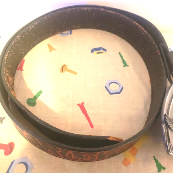 Harley Davidson Buckle And Belt Embossed Black Leather Size 44 USA - Picture 5 of 16